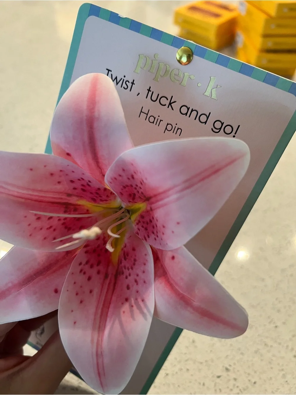 Piper Pink Lily Flower Hair Fork